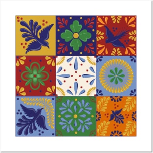 Mexican Talavera Tiles Colorful Pattern Posters and Art